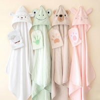 CuddleBug Cotton Hooded Baby Towel & Wash Mitt Set - Frog Sage Green - liquidation.store