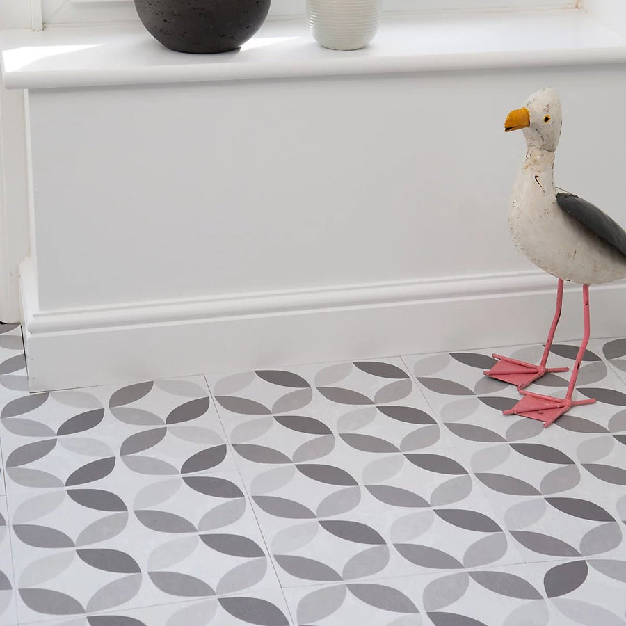 D - C - Fix Grey & White Geometric Tile effect Self - adhesive Vinyl tile - 1.2m² (11 Tiles) - liquidation.store