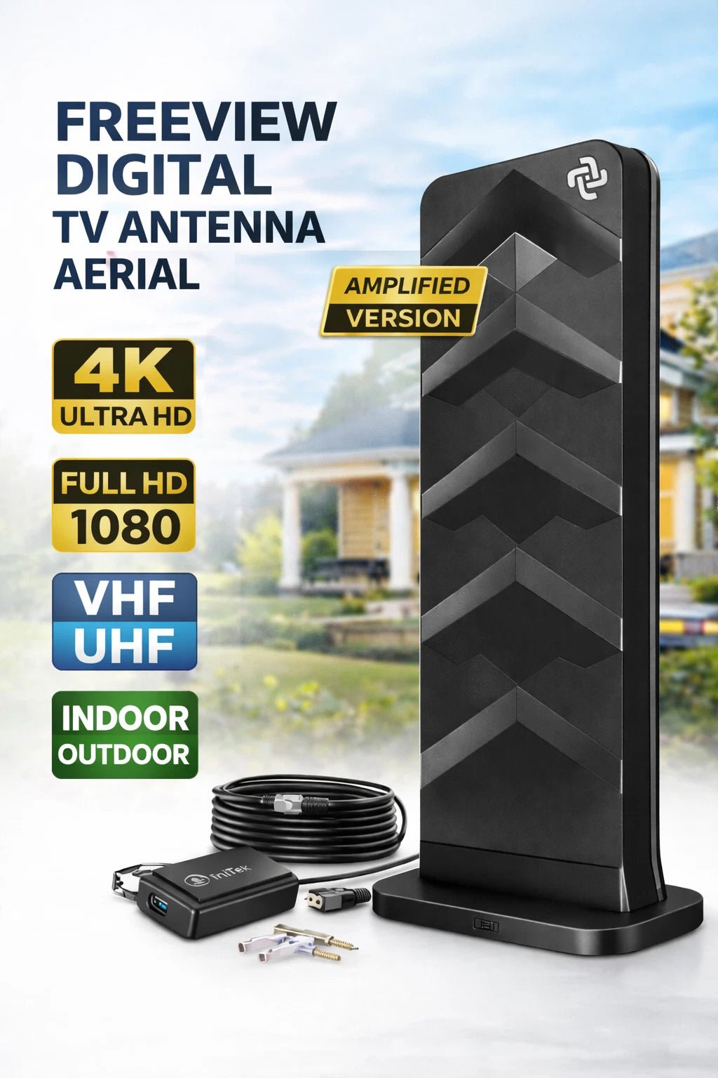 Digital Aerial Amplified TV Antenna Indoor/Outdoor - HDTV 4K - liquidation.store