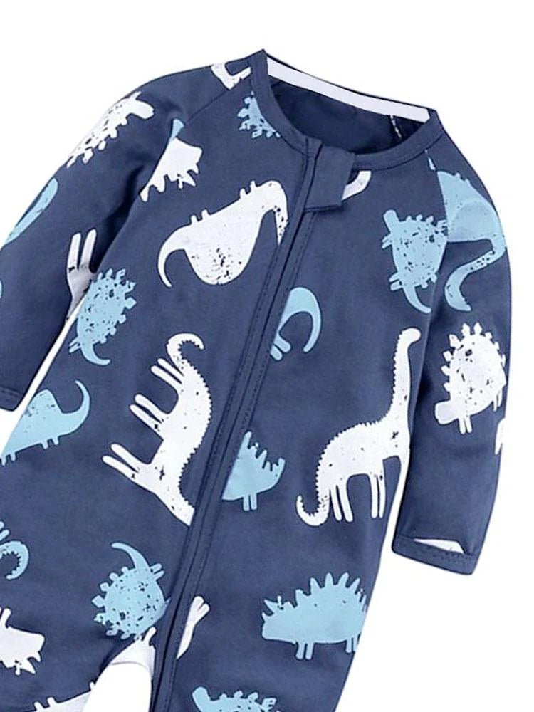 Dinosaur Dark Blue Baby Zip Sleepsuit with Hand and Feet Cuffs (Various Sizes) - liquidation.store