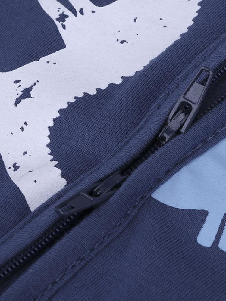 Dinosaur Dark Blue Baby Zip Sleepsuit with Hand and Feet Cuffs (Various Sizes) - liquidation.store