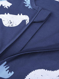 Thumbnail for Dinosaur Dark Blue Baby Zip Sleepsuit with Hand and Feet Cuffs (Various Sizes) - liquidation.store