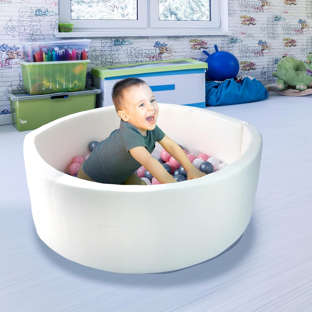DIVCHI Kids Foam Ball Pit for Children/Toddlers - 90x30cm (White) - liquidation.store