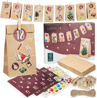 DIY Advent Calendar Kit - Beautiful Craft Advent Calendar with 24 Paper Bags and Craft Stickers - liquidation.store
