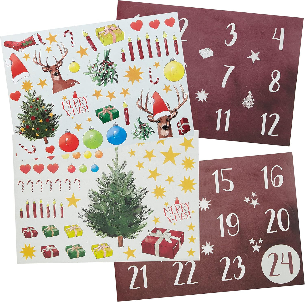 DIY Advent Calendar Kit - Beautiful Craft Advent Calendar with 24 Paper Bags and Craft Stickers - liquidation.store