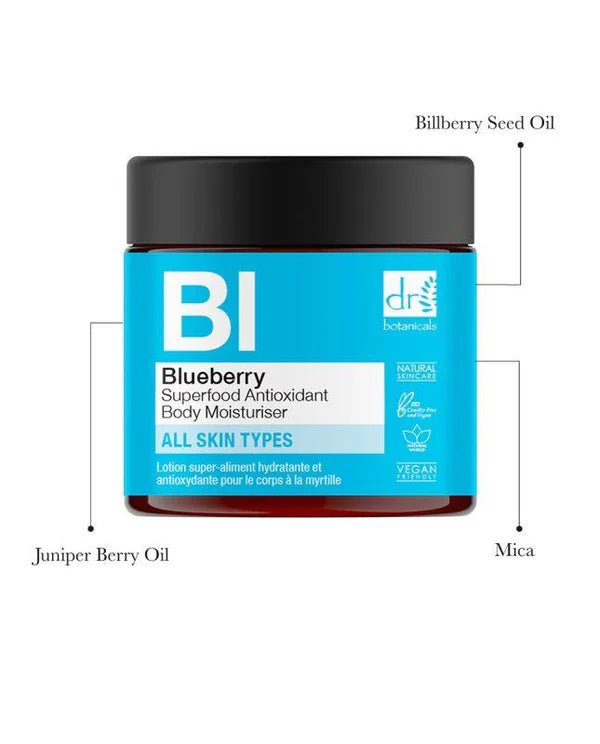 Dr Botanical Blueberry Superfood Antioxidant Body Moisturiser 60ml - liquidation.store