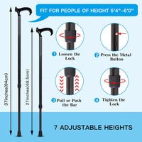 Thumbnail for DRAGON CARBON Adjustable Walking Cane (68.5 - 94 cm) - Black - liquidation.store