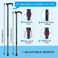 Thumbnail for DRAGON CARBON Adjustable Walking Cane (68.5 - 94 cm) - Blue - liquidation.store