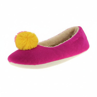 DUNLOP Womens Purple Pom Pom Slippers - XL (UK 11 - 12) - liquidation.store