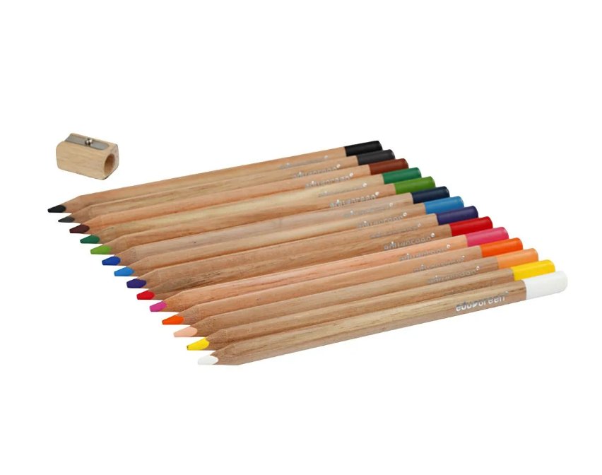 EduGreen Coloured Chunky Pencils - 13 pack +sharpener - liquidation.store