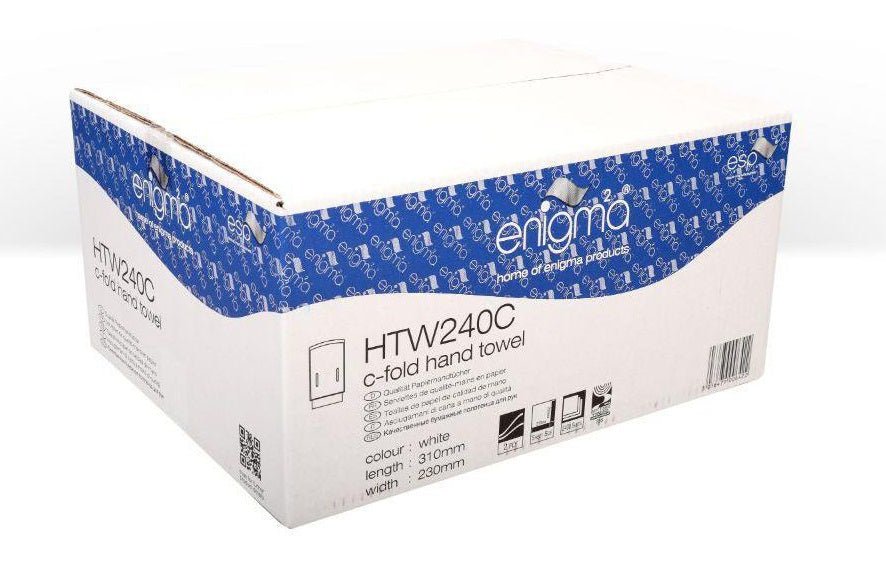 Enigma HTW240C 2 - Ply White C - Fold Hand Towels (2400 Pack) - liquidation.store