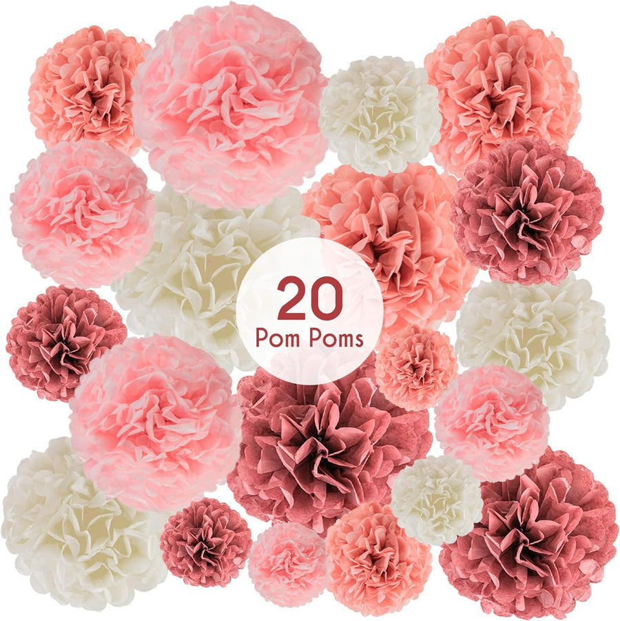 EpiqueOne 20 Piece Colourful Tissue Paper Pom Pom Wall Decorations - liquidation.store