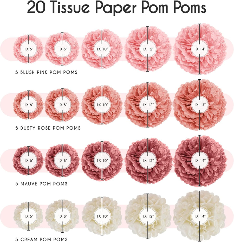 EpiqueOne 20 Piece Colourful Tissue Paper Pom Pom Wall Decorations - liquidation.store