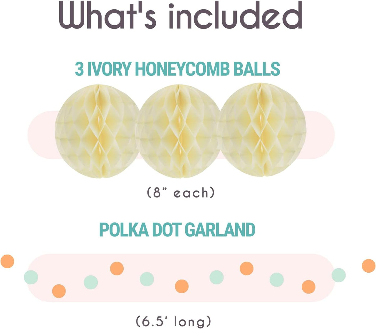 EpiqueOne 22 - Piece Party Decoration Kit – Mint, Peach, Ivory - liquidation.store