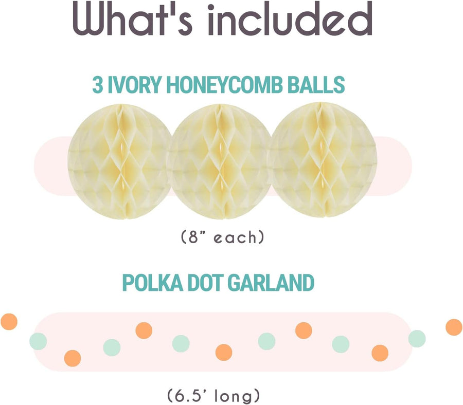 EpiqueOne 22 - Piece Party Decoration Kit – Mint, Peach, Ivory - liquidation.store