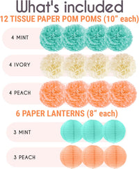 Thumbnail for EpiqueOne 22 - Piece Party Decoration Kit – Mint, Peach, Ivory - liquidation.store