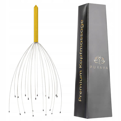 PURAVA Spider Head Massage - Gold Handle