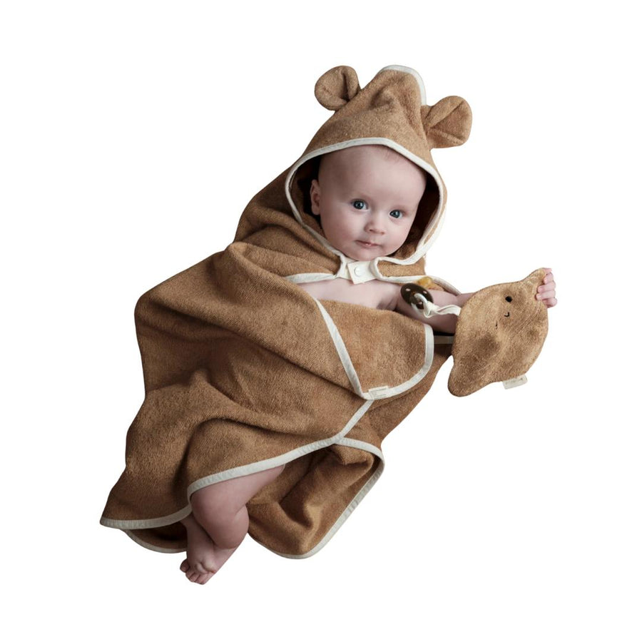Fabelab Hooded Baby Towel - Bear (Caramel) - liquidation.store