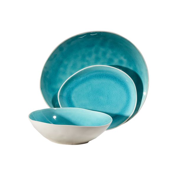 Fairmont & Main 12 Piece Dinner Set - Vie Naturelle Turquoise - liquidation.store