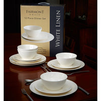 Thumbnail for Fairmont & Main 12 Piece Dinner Set - White Linen WL13 - liquidation.store