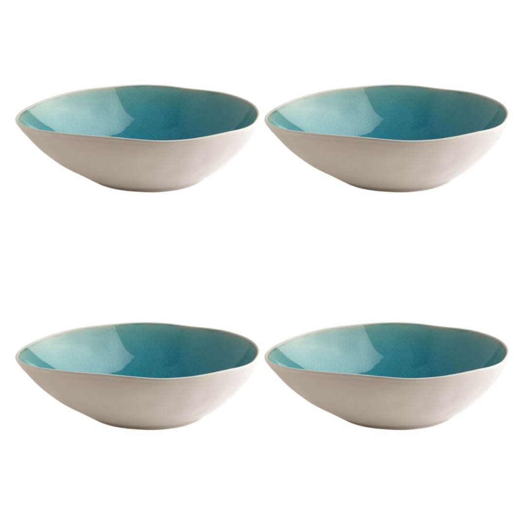 Fairmont & Main Large Soup Bowls - Turquoise (4 Pack) VET04 - liquidation.store