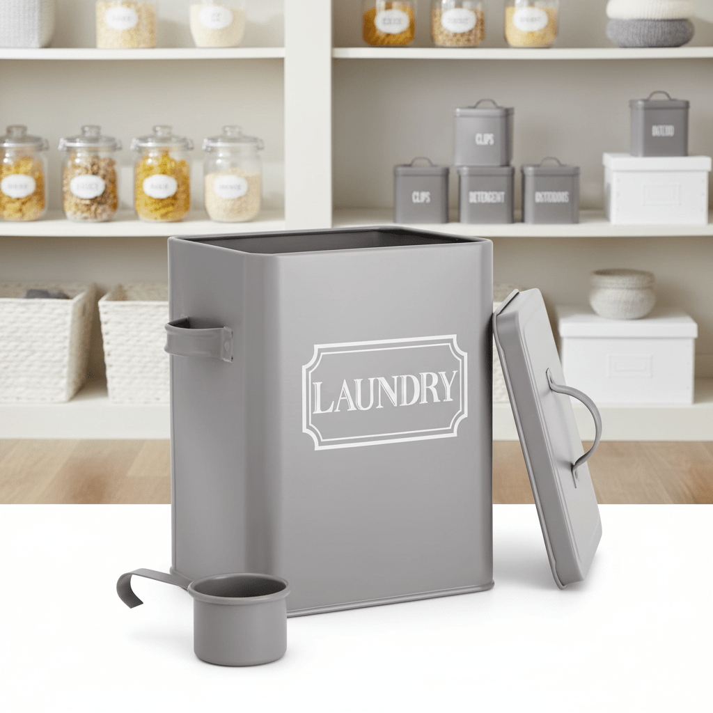 Farmlyn Creek Metal Laundry Storage Container with Lid and Handles 3 litre - liquidation.store