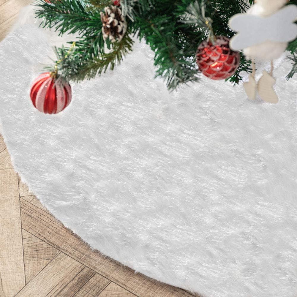 Faux Fur White Christmas Tree Snow Skirt - Large 78 cm - liquidation.store