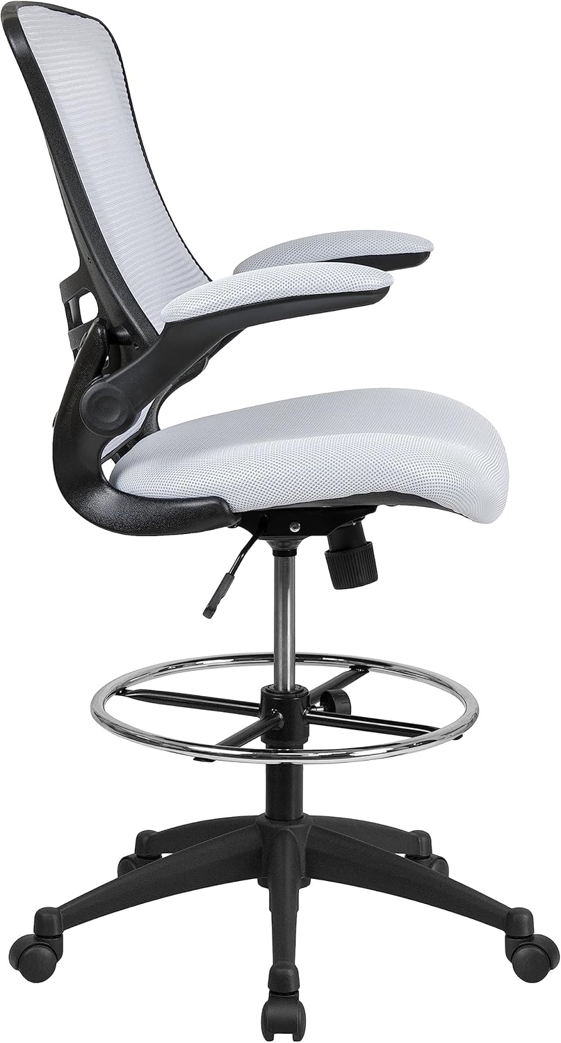 Flash Furniture Drafting Chair - White Mesh - liquidation.store