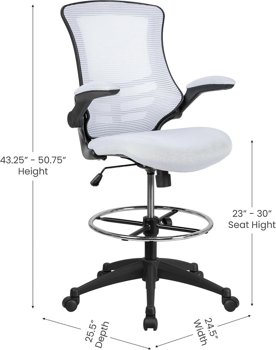 Flash Furniture Drafting Chair - White Mesh - liquidation.store
