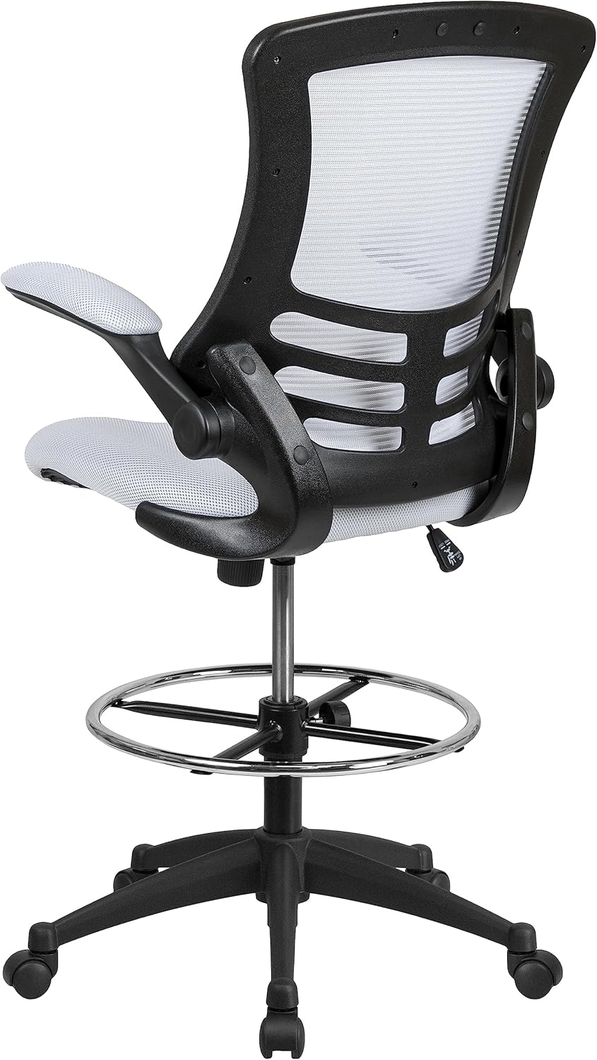 Flash Furniture Drafting Chair - White Mesh - liquidation.store