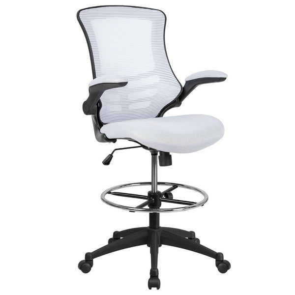 Flash Furniture Drafting Chair - White Mesh - liquidation.store