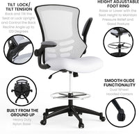 Thumbnail for Flash Furniture Drafting Chair - White Mesh - liquidation.store