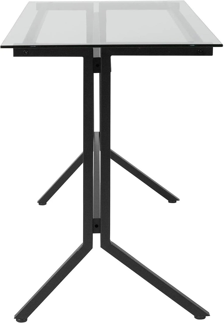 Flash Furniture Glass Computer Desk with Black Metal Frame - liquidation.store