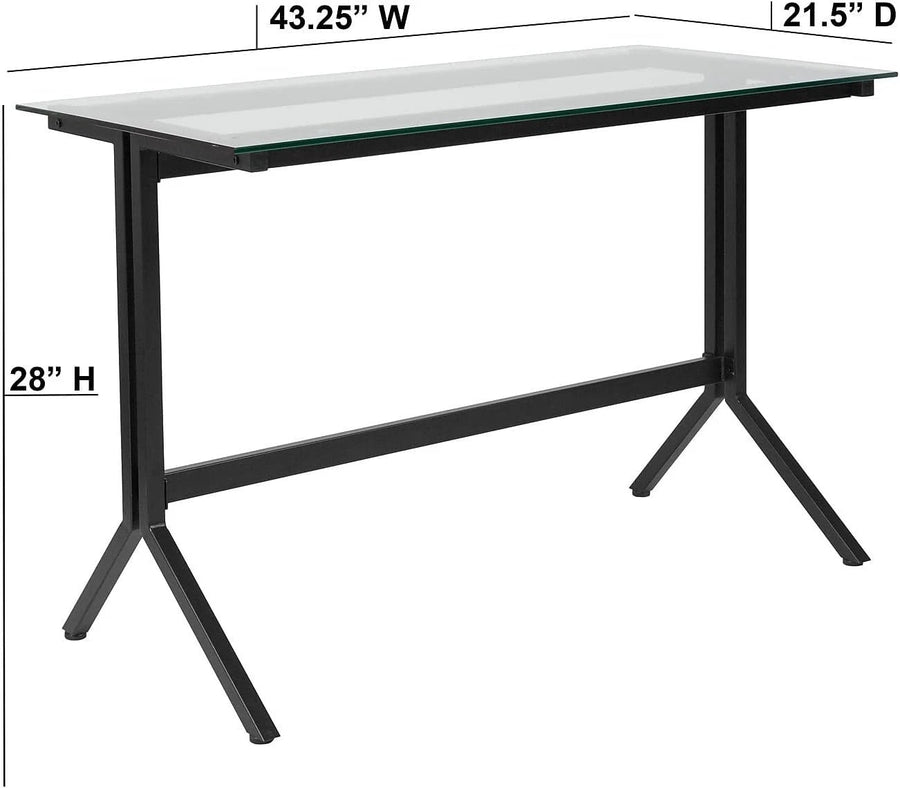 Flash Furniture Glass Computer Desk with Black Metal Frame - liquidation.store