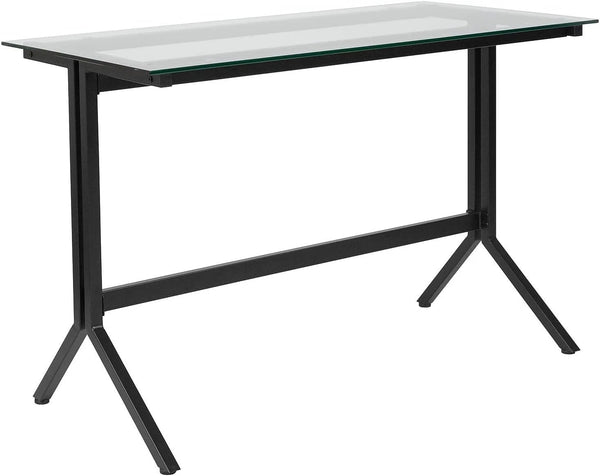 Flash Furniture Glass Computer Desk with Black Metal Frame - liquidation.store