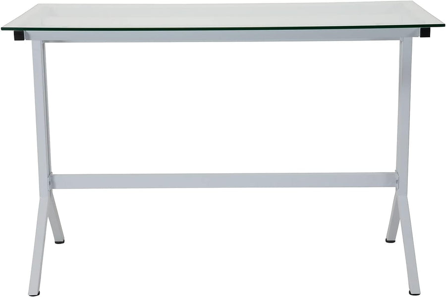 Flash Furniture Glass Computer Desk with White Metal Frame - liquidation.store