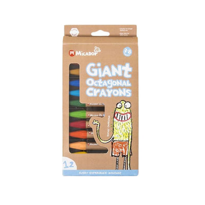 Giant Octagonal Crayons - 12 Colours (3+YRS) - liquidation.store