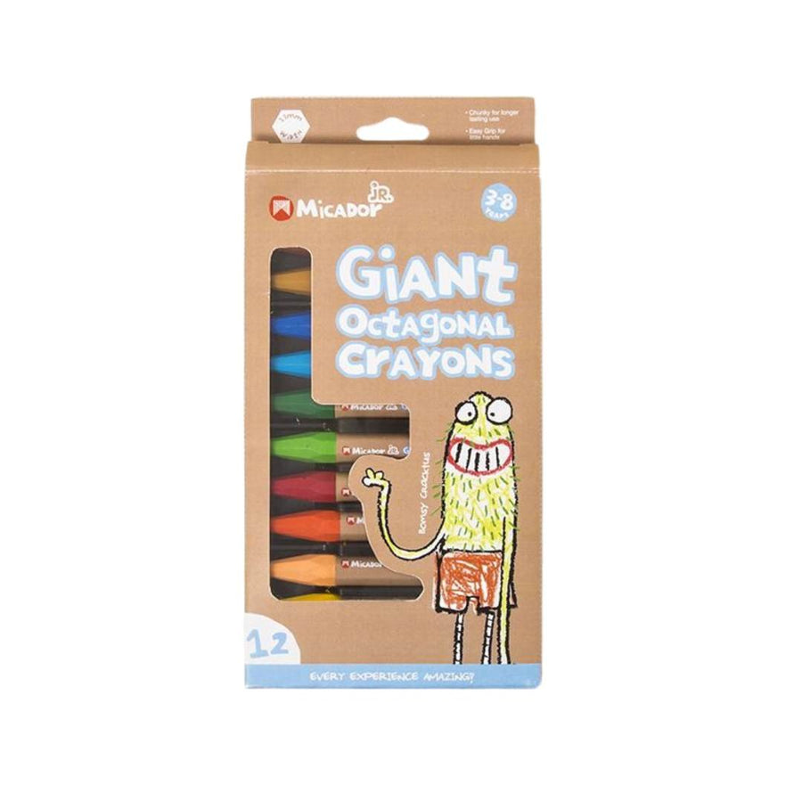 Giant Octagonal Crayons - 12 Colours (3+YRS) - liquidation.store