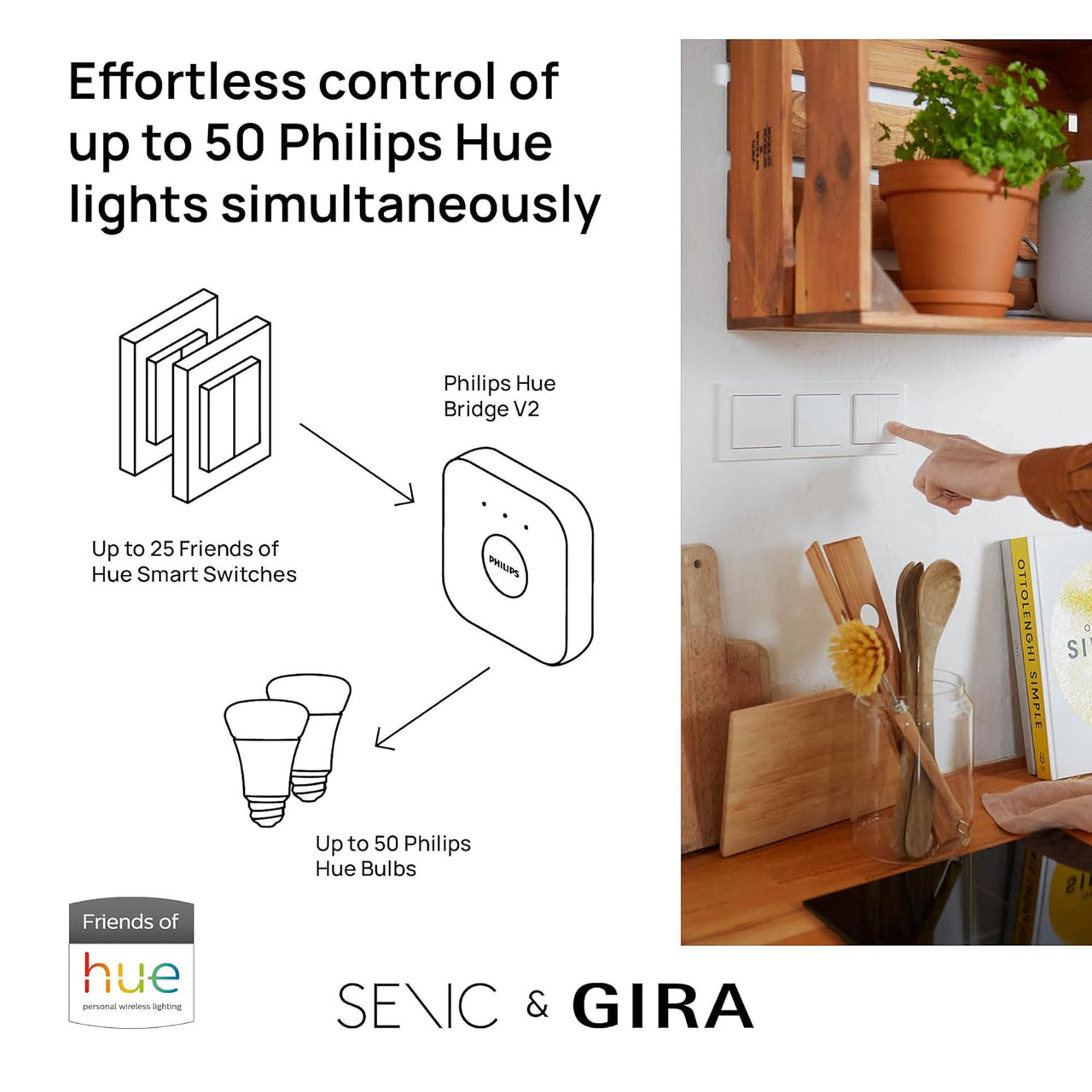 GIRA + Senic Friends of Hue Smart Switch - Philips Hue - Black - liquidation.store