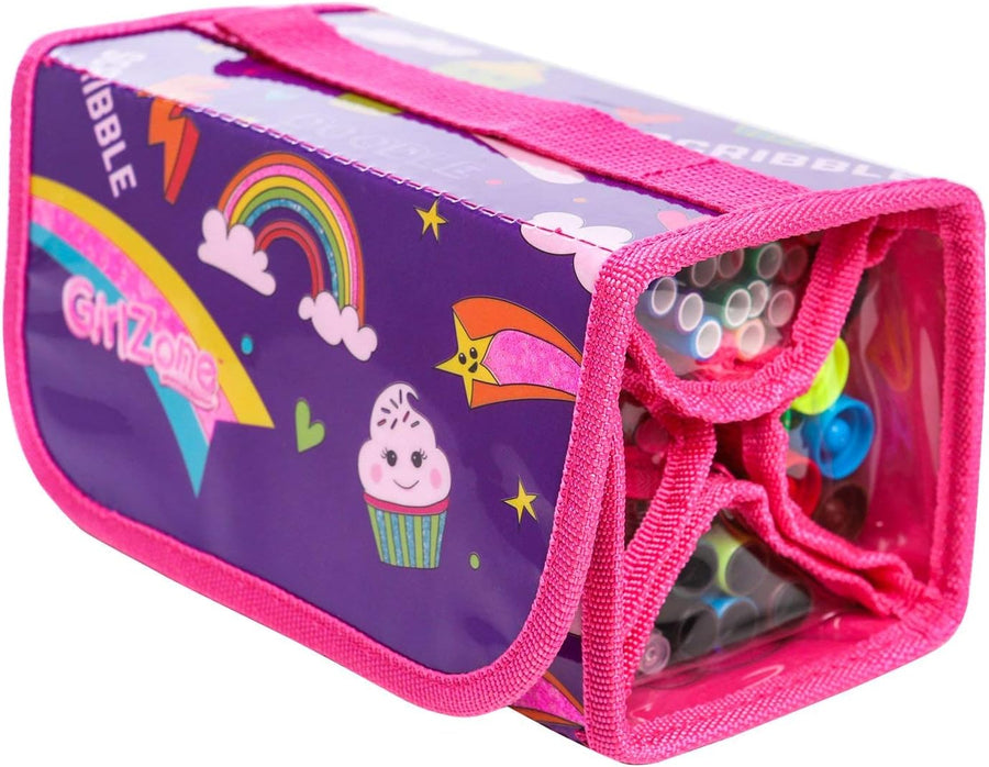 GirlZone Arts and Crafts Fruit Scented Markers and Pencil Case - liquidation.store