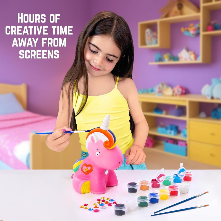GirlZone Paint Your Own Unicorn Piggy Bank - liquidation.store