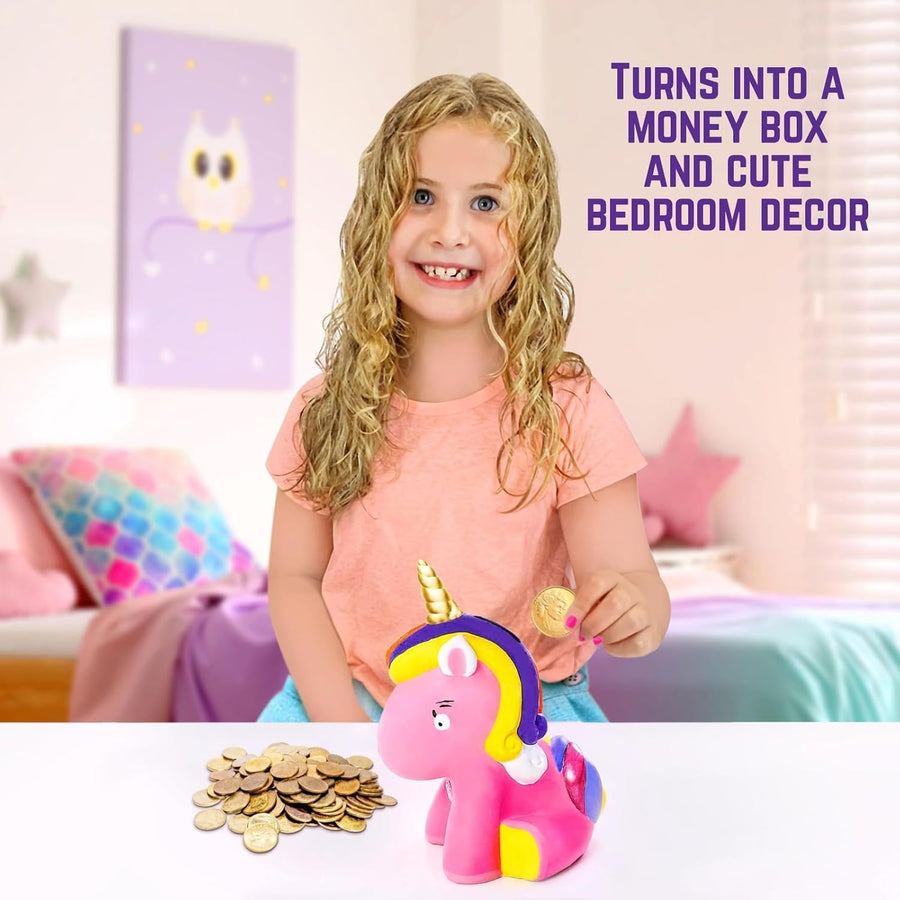 GirlZone Paint Your Own Unicorn Piggy Bank - liquidation.store