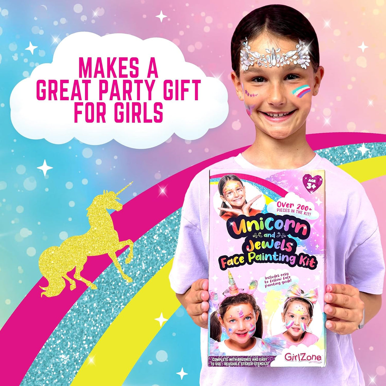 GirlZone Unicorn and Jewels Face Painting Kit - liquidation.store