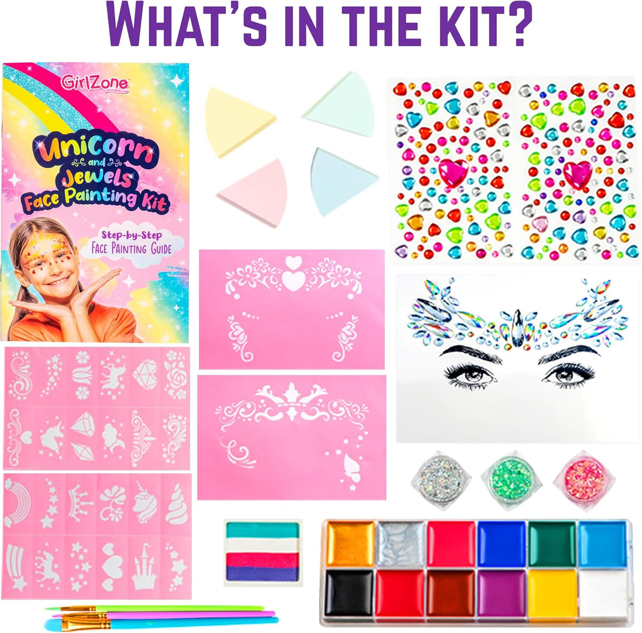 GirlZone Unicorn and Jewels Face Painting Kit - liquidation.store