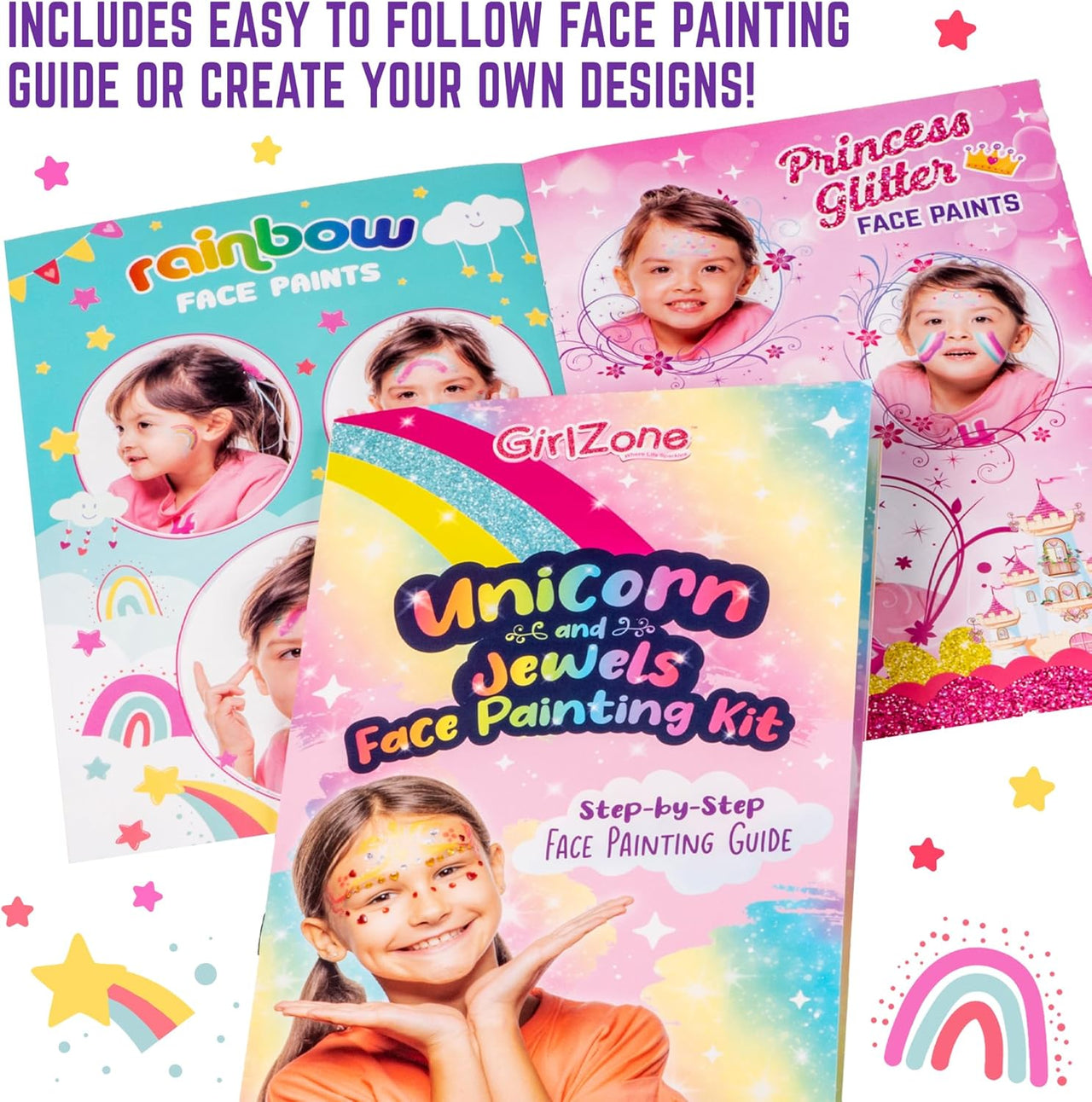 GirlZone Unicorn and Jewels Face Painting Kit - liquidation.store