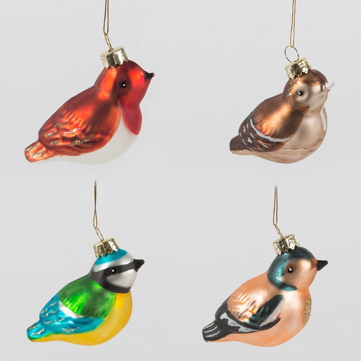 Glass British Birds Christmas Glass Bauble Assorted - Set of 6 - liquidation.store