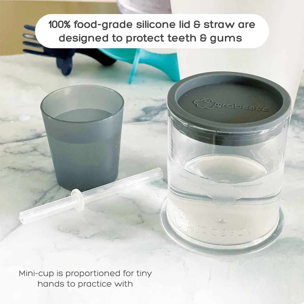 grabease Convertible Training Cups for Babies – BPA - Free (Grey) - liquidation.store