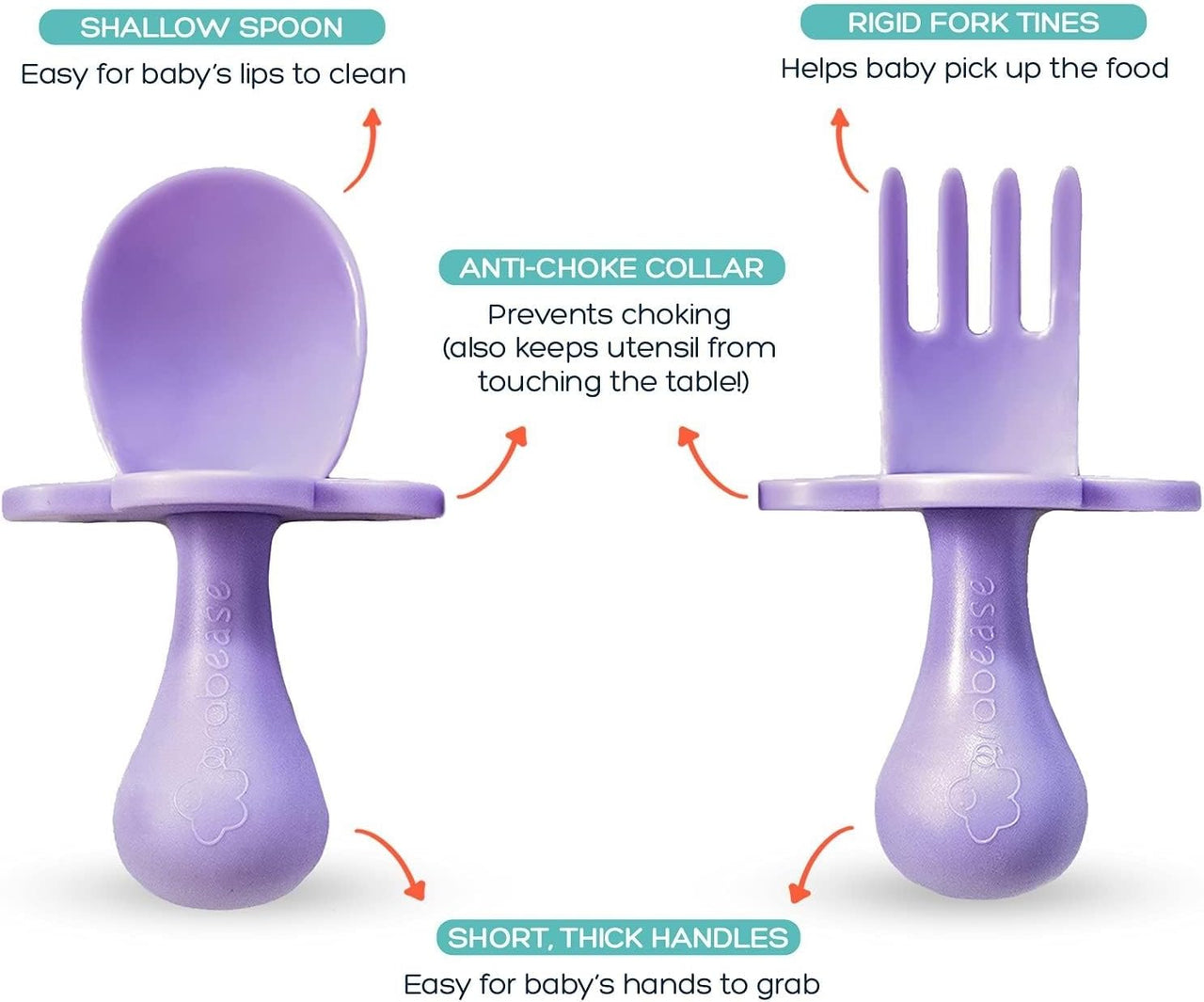 Grabease Silicone Baby Feeding Utensil Set - Purple - liquidation.store