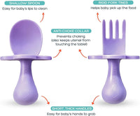 Grabease Silicone Baby Feeding Utensil Set - Purple - liquidation.store