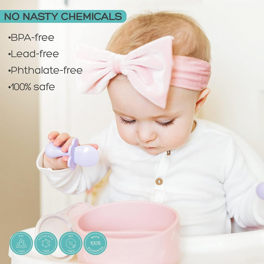 Grabease Silicone Baby Feeding Utensil Set - Purple - liquidation.store